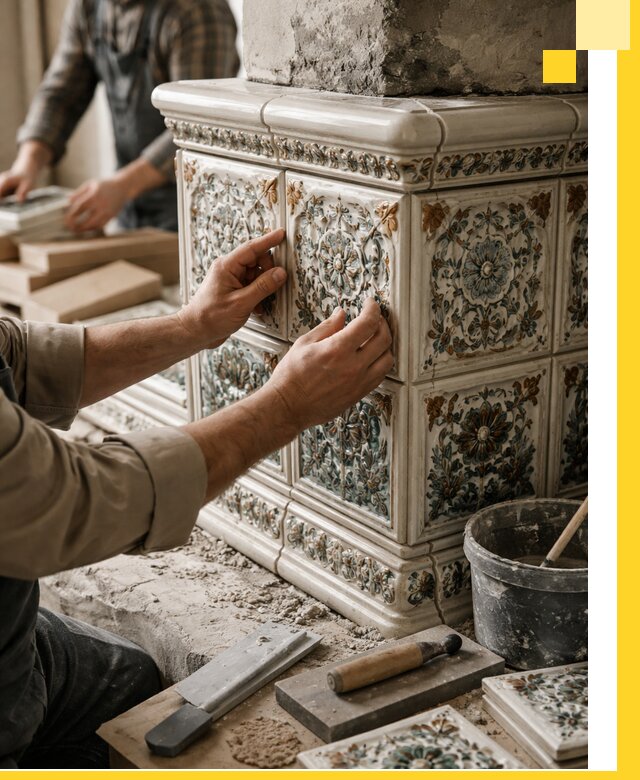 Изразцовые камины под ключ в Воткинске: проект и монтаж