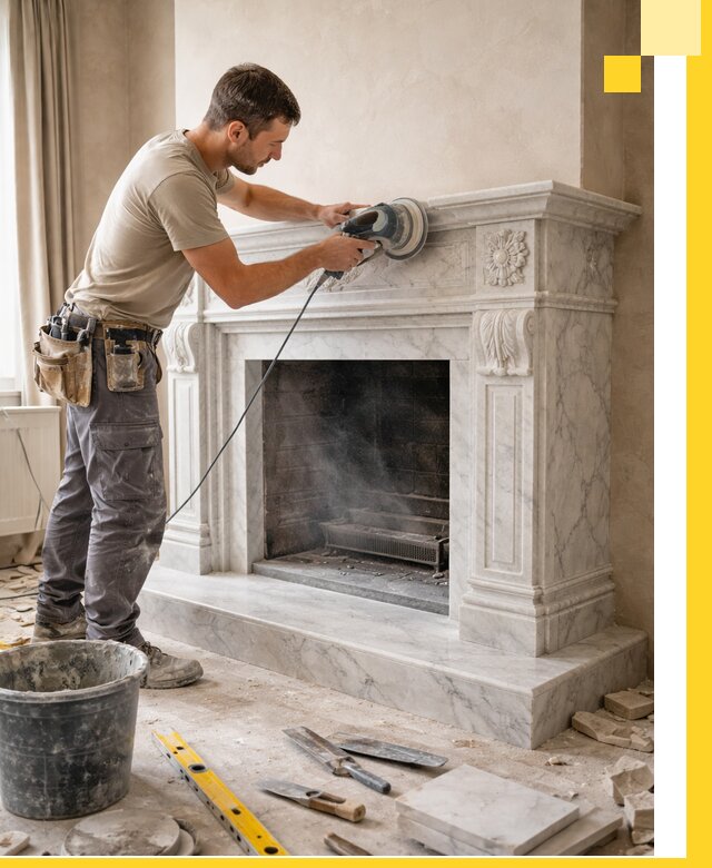 Изготовление и установка мраморных каминов в Воткинске под ключ