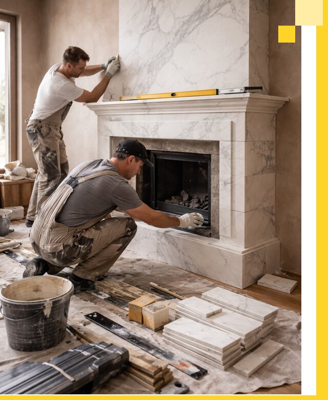 Отделка каминов в Воткинске качественные облицовочные работы