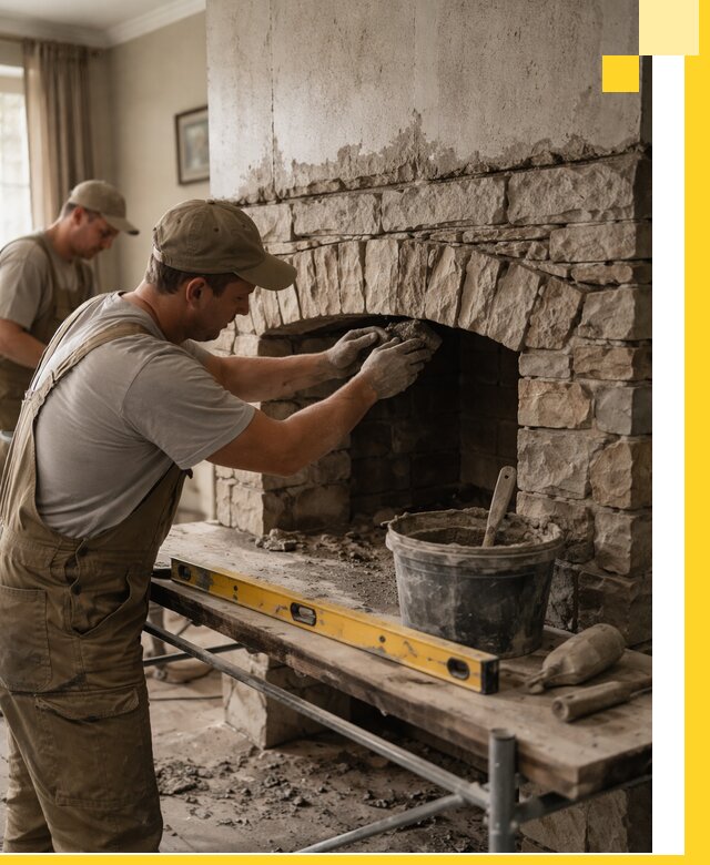 Изготовление каминов под ключ в Воткинске, монтаж и отделка