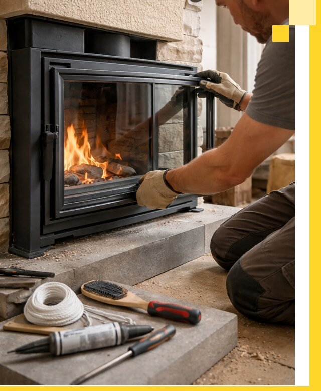 Производство, монтаж и доставка каминов со стеклом в Воткинске