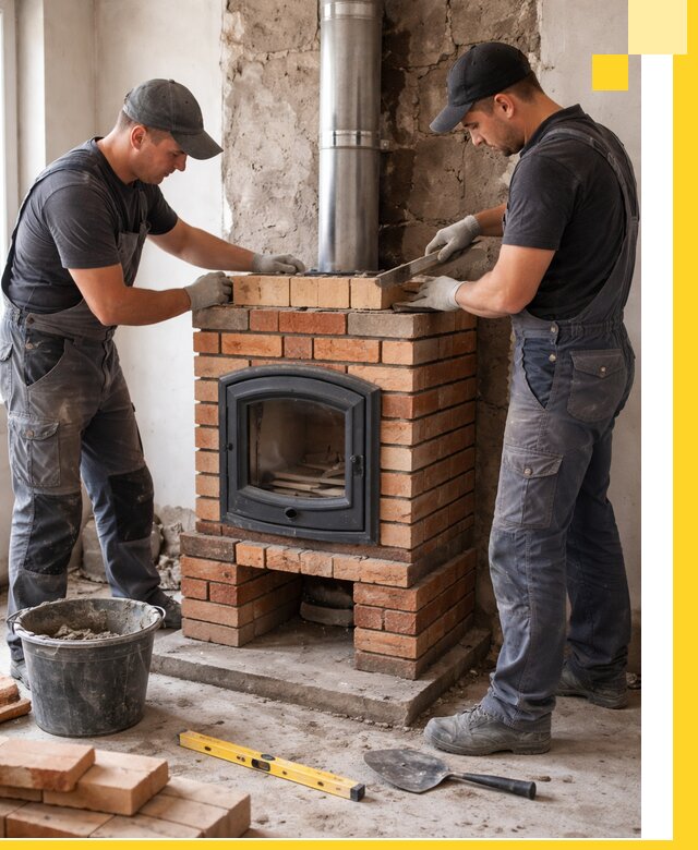 Монтаж печи камина под ключ в Воткинске с гарантией и пусконаладкой