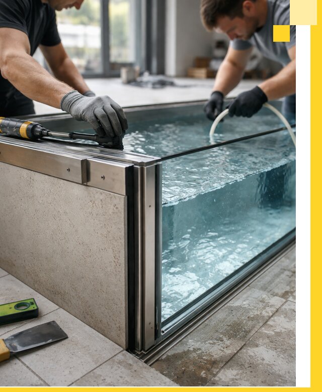 Проектирование и монтаж стеклянных бассейнов в Воткинске