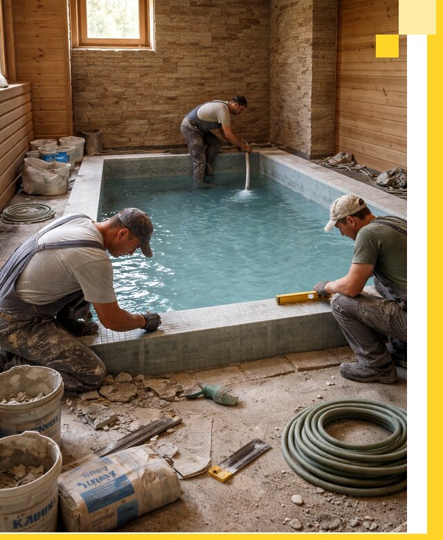 Проектирование и строительство бассейнов для бани в Воткинске