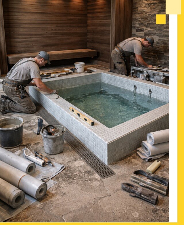 Установка и строительство бассейнов для сауны в Воткинске