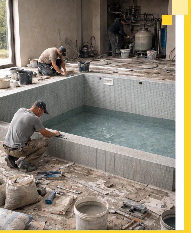 Строительство и монтаж бассейнов в помещении в Воткинске