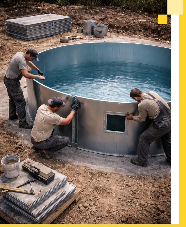 Круглые бассейны под ключ в Воткинске проектирование и монтаж