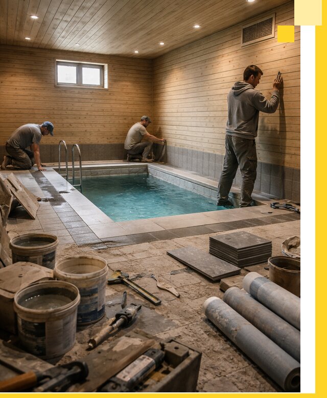 Строительство бани с бассейном и сауной под ключ в Воткинске