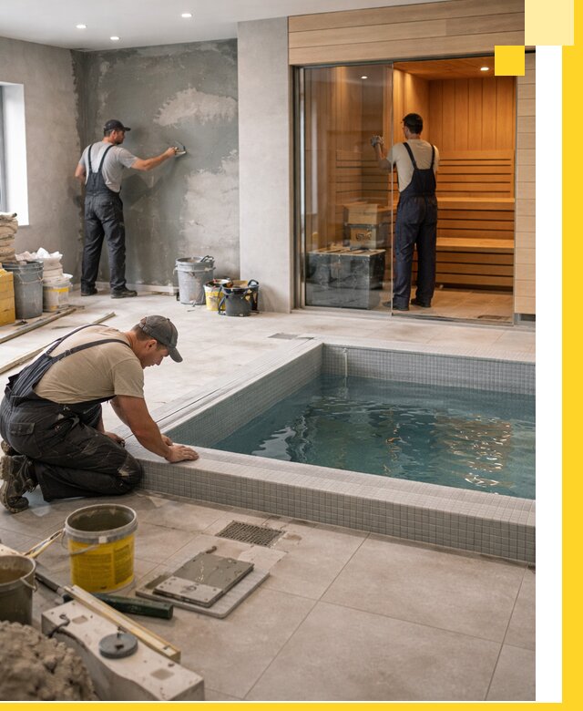 Проектирование и строительство сауны с бассейном в Воткинске