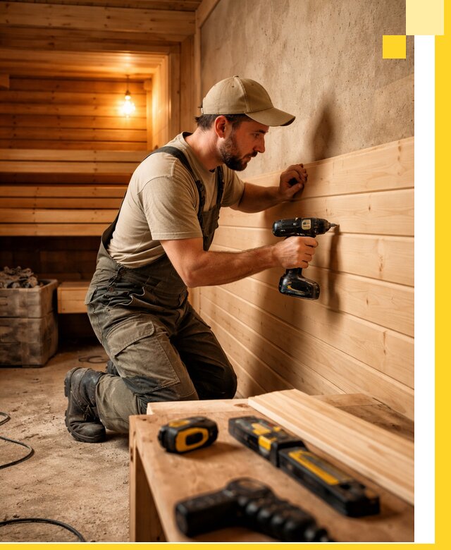 Профессиональная внутренняя отделка бани в Воткинске под ключ