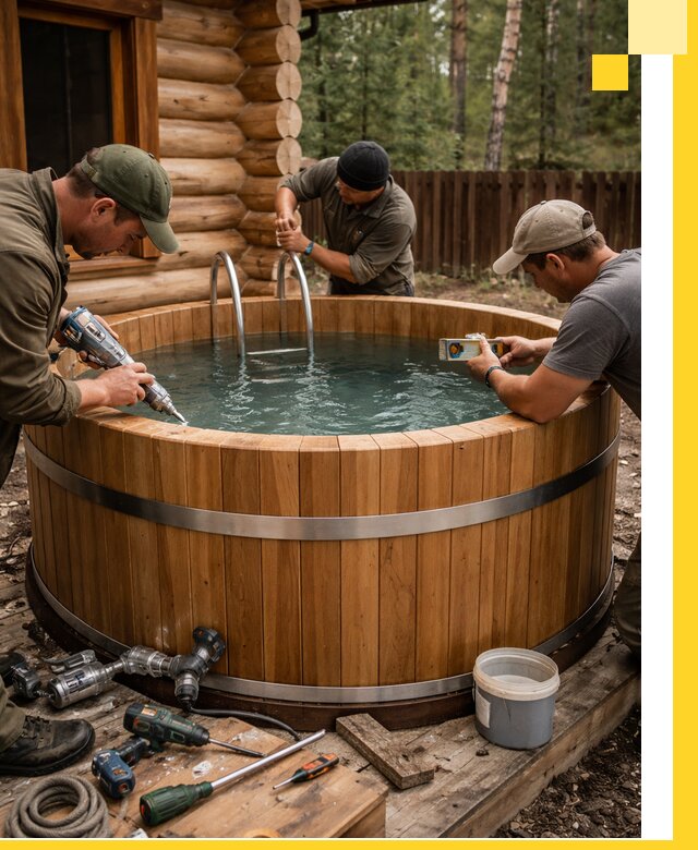 Строительство бань с купелью под ключ и отделкой в Воткинске