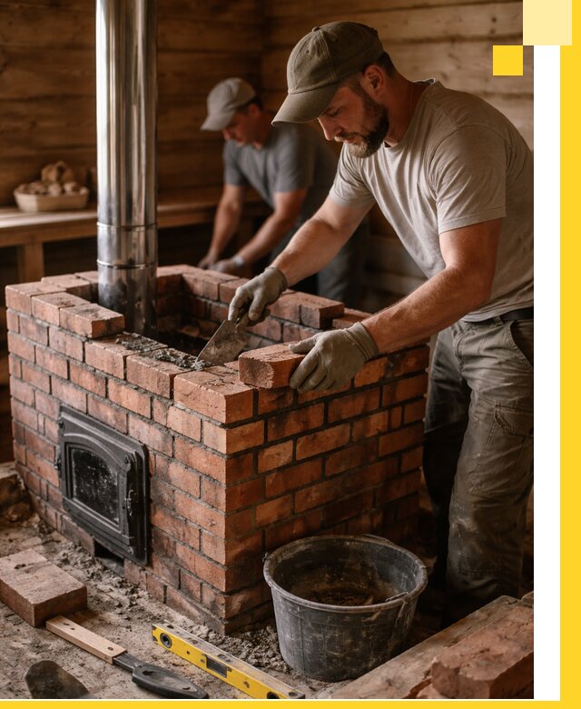 Кирпичные печи для бани под ключ в Воткинске, проект и монтаж