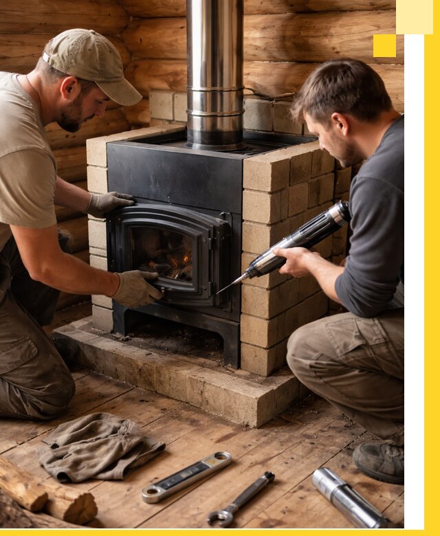 Монтаж и установка печи в бане под ключ с гарантией в Воткинске