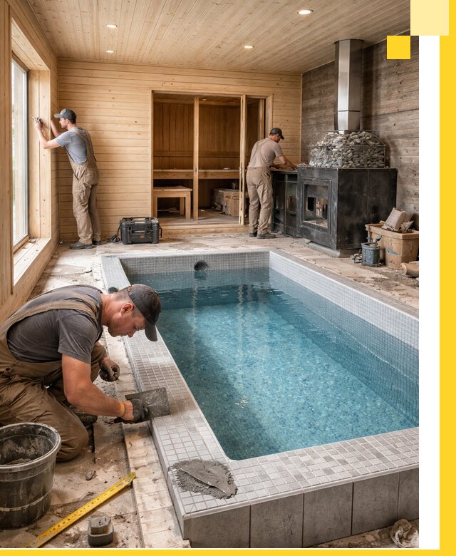 Проект бани с бассейном и сауной в Воткинске под ключ