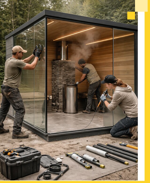 Проектирование и строительство стеклянных бань в Воткинске