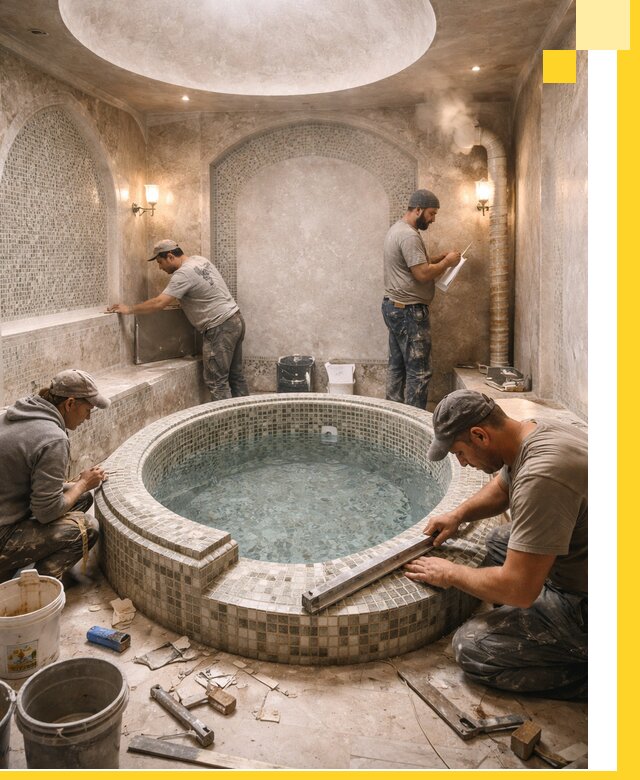 Профессиональное строительство хамама с бассейном в Воткинске под ключ