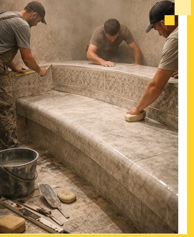 Изготовление и установка сидений для хамама в Воткинске