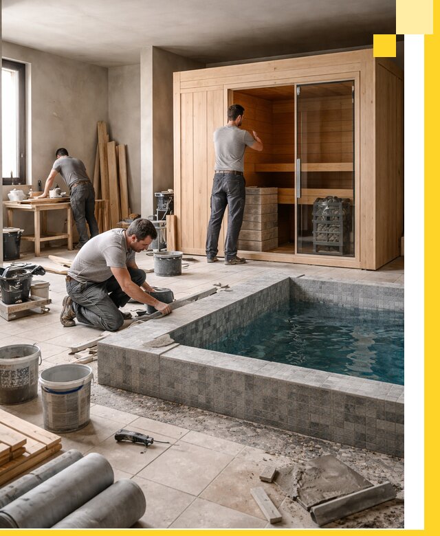 SPA зоны под ключ с бассейном сауной и печью в Воткинске